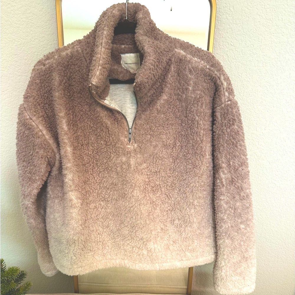 Thread & Supply Sherpa 1/4 Zip Pullover with Side Pockets - Medium
